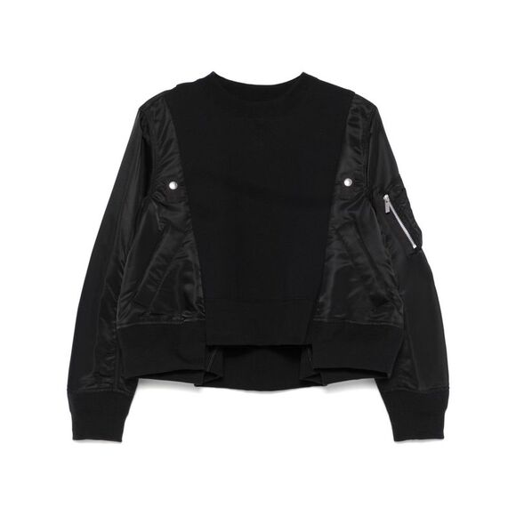 Sacai Women Cotton And Nylon Crewneck Sweater
